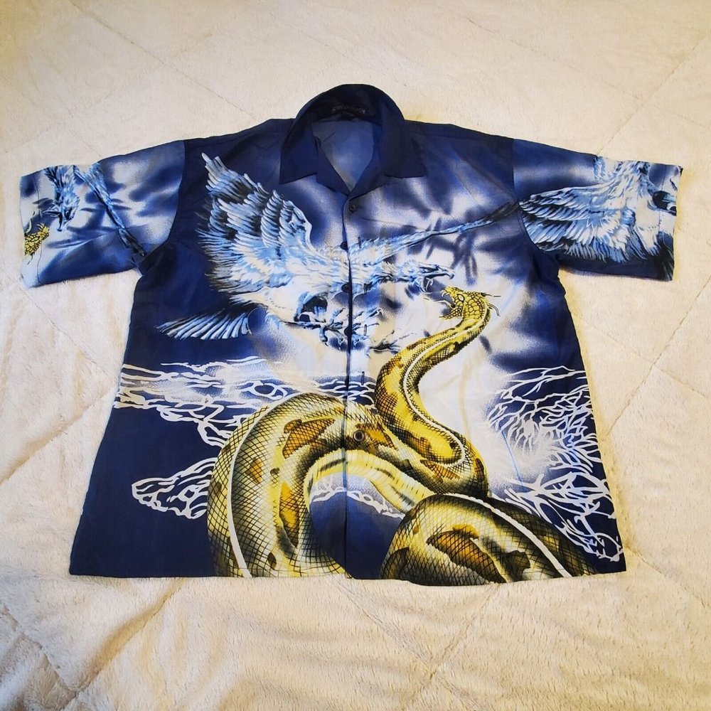 Dragon Eagle Button Shirt Size L Large VINTAGE Conspiracy